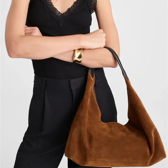 Madewell The Mylie Shoulder Bag in Italian Suede Russet Multi - Picture 3 of 9